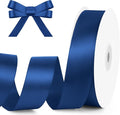 KMER LIFE 1 inch Wide x 50 Yards Navy Blue Single Faced Polyester Satin Ribbon, Navy Blue Satin Ribbon Perfect for Wedding Decor, Wreath, Crafts, Gift Wrapping & Other Projects (Navy Blue)