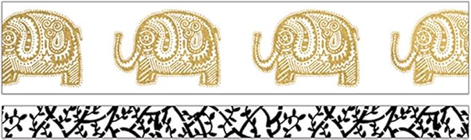 Paper House Productions Karambee Elephant Parade Set of 2 Foil Accent Washi Tape Rolls for Scrapbooking and Crafts