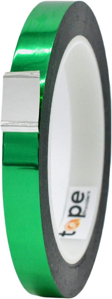 MAT Metalized Polyester Mylar Film Tape, Green - 1/2 inch x 72 yds. Decor Tape for Detailing Accent Wall, Graphic Arts, Car and Boat Trim - Vibrant Mirror Like Finish