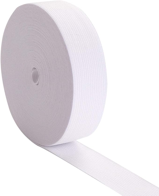 1-1/5 Inch by 20 Yard White Heavy Stretch High Elasticity Elastic Spool Knit Elastic Bands for Sewing