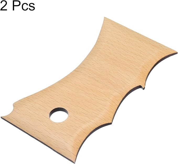 HARFINGTON 2pcs Pottery Ribs Trimming Tools Pottery Profile Rib Wooden Foot Shaper Big Wave Pattern Design Texture Rib Beech Wood for Carving Ceramics Clay