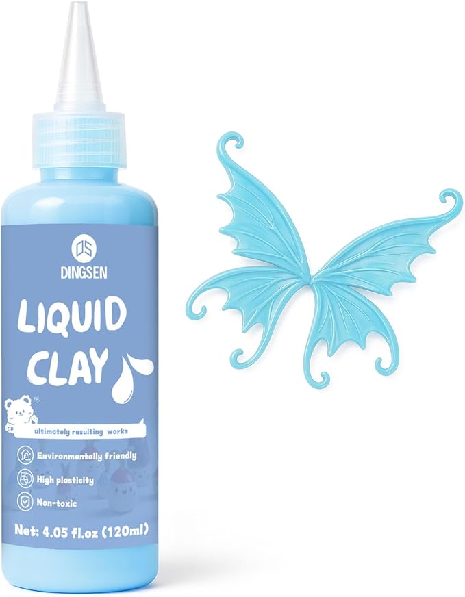 DINGSEN Liquid Polymer Clay 4.2oz, Light Blue Liquid Clay for Polymer Clay Oven-Bake, for DIY Enthusiasts, Easy to Shape & Multi-Mold Compatible