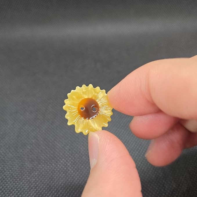 Novelty Sunflower Shaped Buttons for Crafts,Acetate Button for Clothes,Buttons for Sewing,Button Bulk,Pack of 6