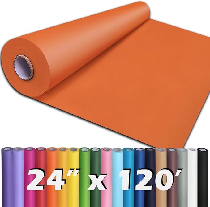 PerkHomy 24" x 1,440" (120') OrangeRed Kraft Paper Roll for Craft Bulletin Board Paper Art Table Covering Crafting Gift Wrapping Bouquet Packing Parcel 80GSM 55LB (OrangeRed, 24" x 120')
