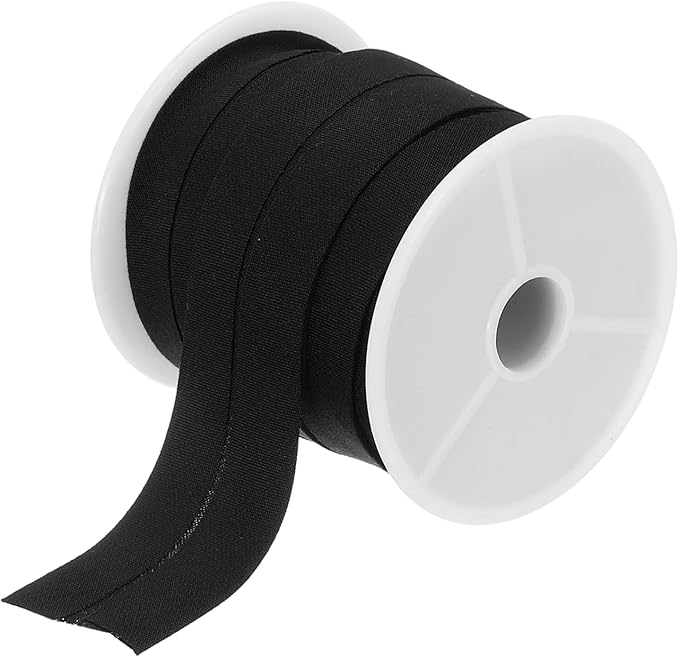 MECCANIXITY 1 Inch Single Fold Bias Tape Cotton Continuous Bulk Bias Tape for Sewing,Seaming Quilting Hemming Binding Crafts (Gray Black 10 Yards)