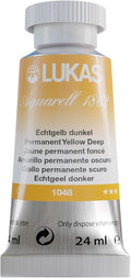 LUKAS 1862 Aquarell Artists' Watercolor Tubes, Permanent Yellow Deep 24 ml -Vibrant Professional Grade Watercolor Paint -Easy-to-Wet, Intense Color, Long-lasting -Ideal for Professional Watercolorists