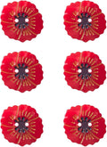 Red Poppy Shaped Buttons for Crafts,Acetate Button for Clothes,Buttons for Sewing,Button Bulk,Pack of 6