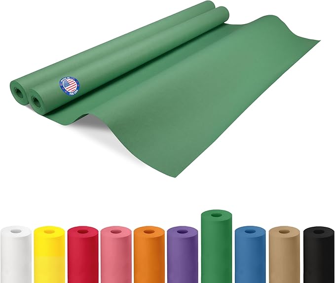 36" x 1200" (100 ft) Green Kraft Paper Rolls, Pack of 2 - USA-Made Quality Craft Paper for Gift Wrapping, Kids' Arts & Crafts, School Projects - 50 lb Natural Material by IDL Packaging
