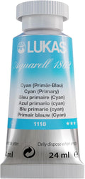 Lukas 1862 Aquarell Artists' Watercolor Tubes, Cyan (Primary) 24 ml - Vibrant Professional Grade Watercolor Paint - Easy-to-Wet, Intense Color, Long-lasting - Ideal for Professional Watercolorists