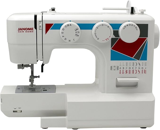 Janome MOD-19 Easy-to-Use Sewing Machine with 19 Stitches, Automatic Needle Threader and 5-Piece Feed Dogs,white