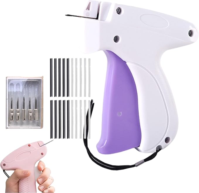 Portable Hemming Tool, Handheld Portable Sewing Machine, Includes 5 Needles, 1000 White Glue Needles& 1000 Black Glue Needles, For Quick Hemming & Repairs (White)