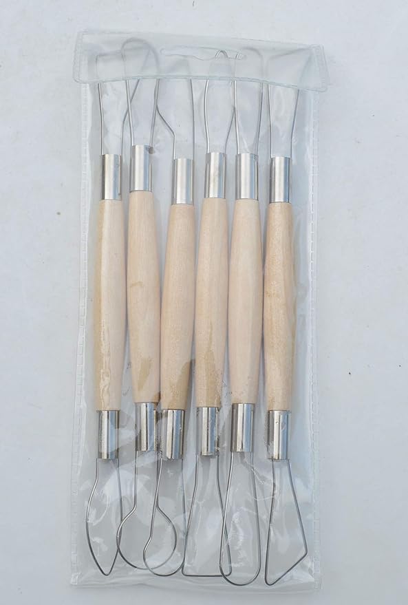 YYaaloa 6pcs Set Wood Crafts Clay Modeling Tool Pottery Carving Tools for Shaping and Sculpting for Ceramics Clay Pottery (Wood -6pcs)