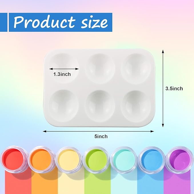 40 PCS White Paint Tray Palettes, Plastic Watercolor Paint Pallets with 6 Wells for Painting Party, DIY Craft and Art Painting