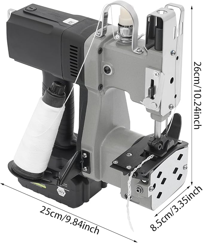 Bag Sewing Machine, 190W 2600 Stitches/Min Portable Bag Closer Stitcher, Automatic Bag Stitching Packing Machine, Portable Industrial Bag Closer for Woven Bag, Non-Woven Fabric, Leather, Silver