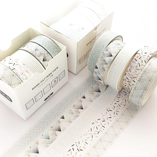 YUBX 5 Rolls Washi Tape Set Creative Basic Skinny Decorative Tapes for Arts, DIY Crafts, Journals, Planners, Scrapbooking, Wrapping (Pine Mist)