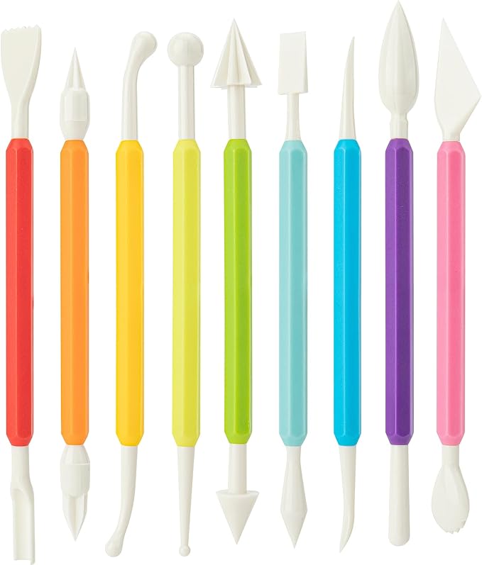 9PCS Clay Tools for Kids & Adult, UUSYCUN Plastic Air Dry Clay Tool Kit, Double-Head Sculpting Tools for Pottery, Polymer, Air Dry Clay, Modeling, Shaping, Cake Decoration