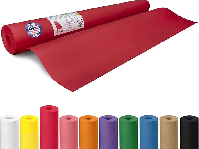 Red Kraft Paper Roll 36" x 2160" (180 feet) - USA-Made Craft Paper Roll 50lb Thickness for Art - Red Wrapping Paper for Gift Wrapping & Moving - High-Density Roll for School by IDL Packaging