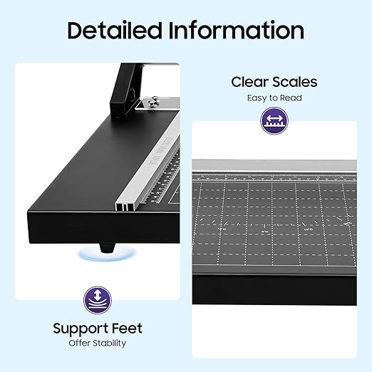24-inch Manual Rotary Paper Cutter | Precision Trimmer for Photo Paper, Film & Craft Projects | with 2 Replacement Blades, Positioning Ruler & Anti-Jam Guide | Office & Art Studio Supplies (24in)