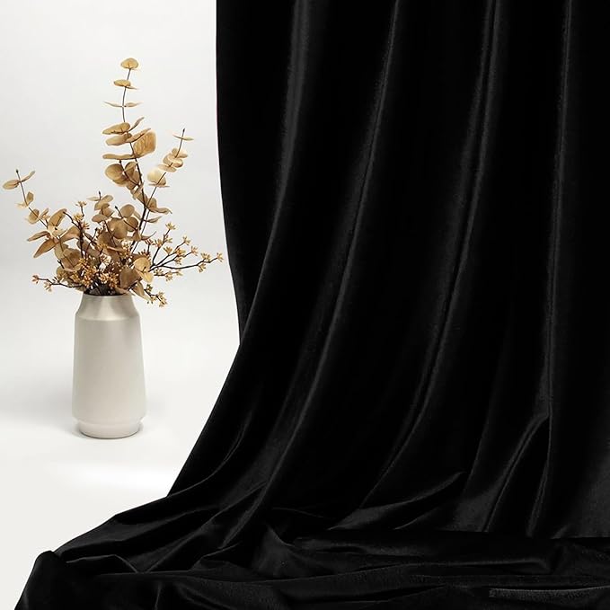 KKJIAF Black Stretch Velvet Fabric 60 Inch Wide, 2 Yard Soft Stretchy Fabric for Sewing Clothes, Apparel, Costume, Crafts - 90% Polyester 10% Spandex