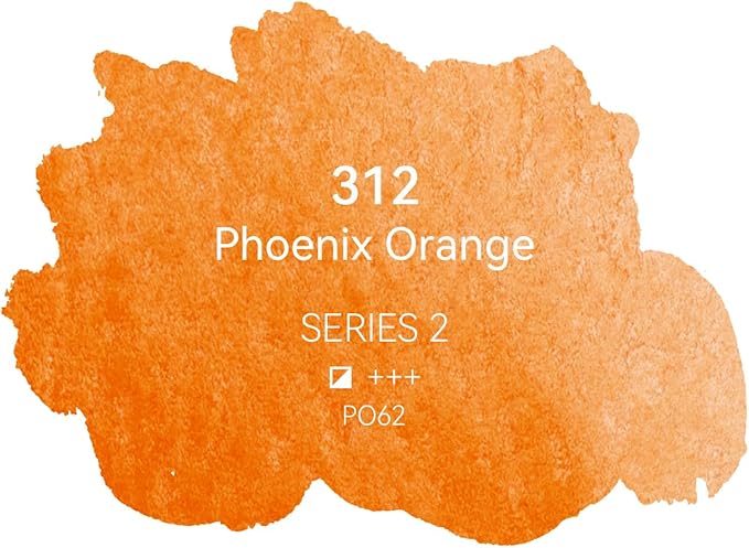 PHOENIX Professional Watercolor Paint - Single Watercolor Half Pan - Phoenix Orange 312