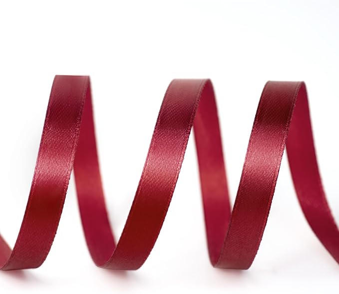 3/8" x 100 Yards Satin Ribbon - Burgundy Silk Ribbon with Spool - Ideal for Gift Wrapping, Floral Bouquets, Crafts, Wedding Party Decorations, Christmas and Sewing Projects