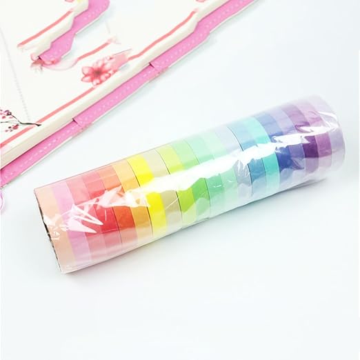 YUKUNTANG 20 Rolls Washi Masking Tape Set, 7.5mm 110 Yards Colorful Rainbow Pastel Washi Tape Set, Skinny Thin Decorative Colored Washi Craft Tape for Bullet Journal DIY Planner Crafts Designs