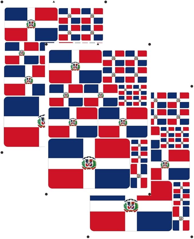 vmcoatdu Dominica Dominican Flag Laser Printing Sticker 3 Pcs Decal in Multiple Sizes Stickers (Red Dominican)
