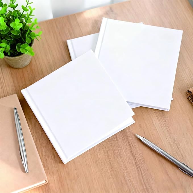 12PCS 5x5 Inch White Blank Books for Kids to Write Stories, Hardcover Sketchbooks for Students Empty Blank Comic Book DIY Make Your Own Book Blank inside 48 Pages