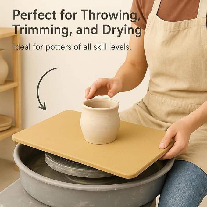 Wooden Wedging Board for Pottery - Clay Mat and Sculpting Tool for Handbuilding, Ceramics, and Crafting - Pottery Accessories for Adults (15.7inx9.8in)