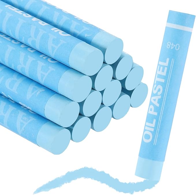 MECCANIXITY Soft Oil Pastels, Oil Pastel Crayons Vibrant Color Blendable Art Supplies for Painting Drawing Blending Painting Artists Beginners Professional(Light Blue, Pack of 36)