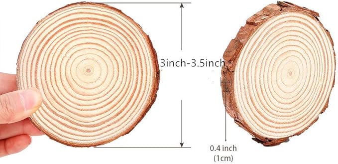 MAOM Natural Wood Slices 25 Pcs 3"-3.5" Round Wood Discs Tree Bark Wooden Circles for DIY Crafting Coasters Arts Crafts Home Decorations Vintage Wedding Ornaments