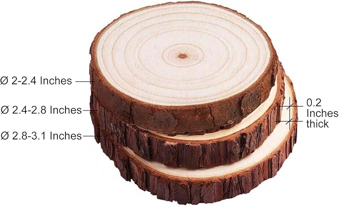 2 Inch Wood Slices Wooden Discs for Crafts, 80 Pcs 2-2.4 inches