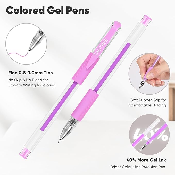 Taotree Glitter Gel Pens, 36 Color Neon Glitter Pens Fine Tip Art Markers Set 40% More Ink Colored Gel Marker for Coloring Book, Drawing, Coloring, Scrapbook, Journaling, Sparkle Easter Gifts