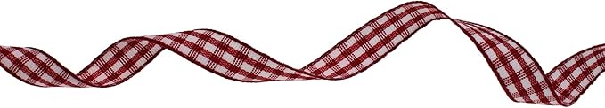 Gingham Ribbon 50 Yard Each Roll 100% Polyester Woven Edge (3/8" x 50 Yards, Dark Red)