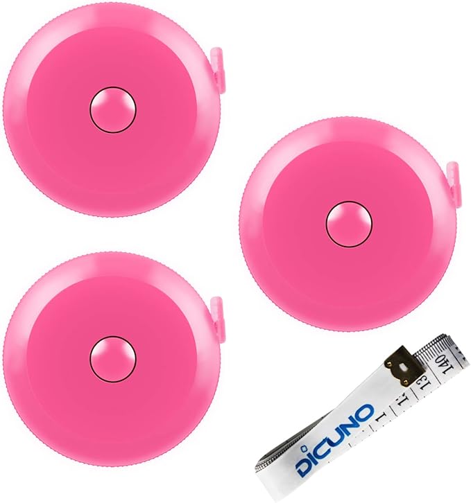 DiCUNO 60-Inch 1.5 Meter Soft and Retractable Tape Body Tailor Sewing Craft Cloth Dieting Measuring Tape (3 Pcs of Pink with Soft Tape)