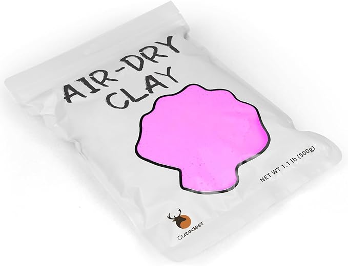 Cutedeer Pink Air Dry Clay, 1.1lb Foam Modeling Clay, Soft Squishy Molding for Kids Adults, Arts & Crafts Project Slime Supplies(1.1lb - 1 Pack, Pink)