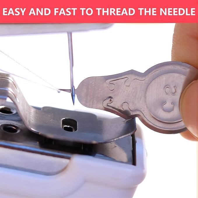 Portable Handheld Sewing Machine Kit Mini USB Electric Stitch Manual Hand Held Stitching Stapler Small Easy Sew Machine Beginners Travel Tiny Tailor Sewing Embroidery Tool Device Heavy Duty (Pink)