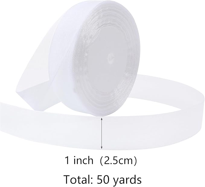 White Ribbon for Gift Wrapping 1 inch Sheer Organza Ribbon for Flower Bouquet Tulle Thin Chiffon Ribbons for Wedding Invitations Presents Decorations Crafts 50 Yards