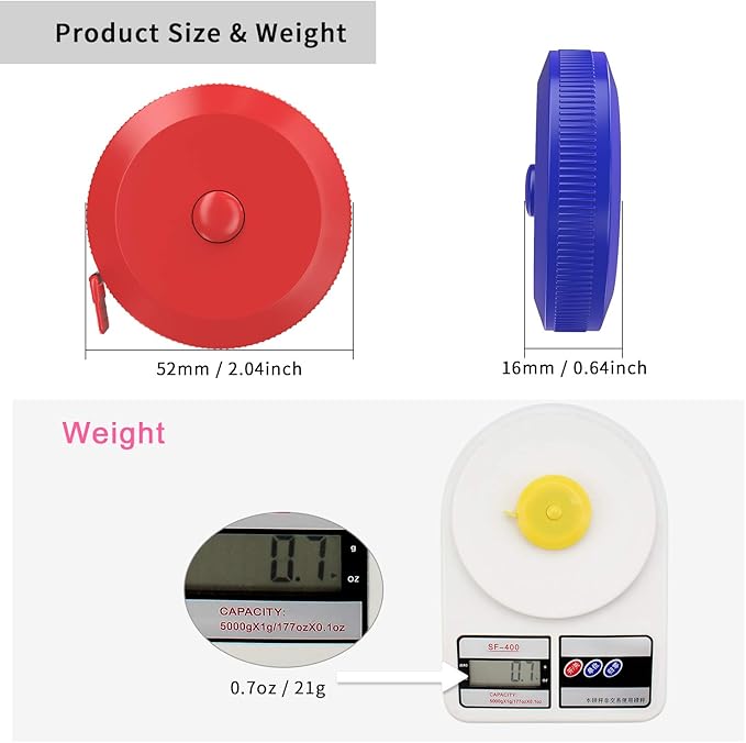DiCUNO 60-Inch 1.5 Meter Soft and Retractable Tape Measure Medical Body Measurement Tailor Sewing Craft Cloth Dieting Measuring Tape (3 Colors Package with Soft Tape)