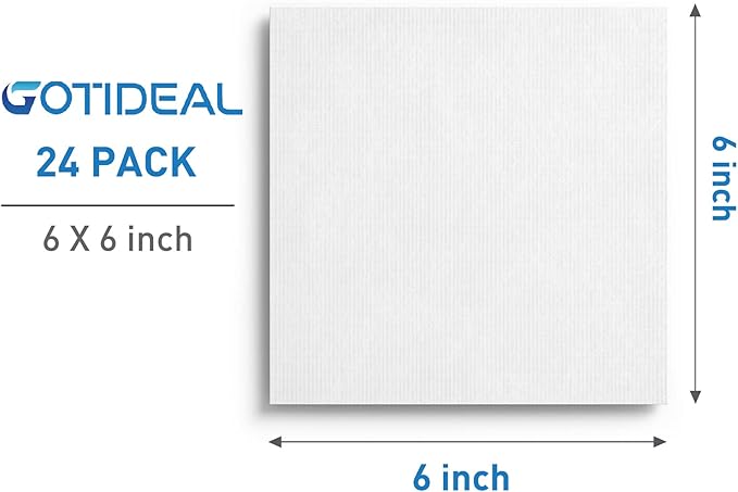 GOTIDEAL Canvases for Painting, 6x6 inch of 24, Professional Primed White Blank Flat Canvas Panels- 100% Cotton Artist Canvas Boards for Acrylics Painting, Oil Watercolor Tempera