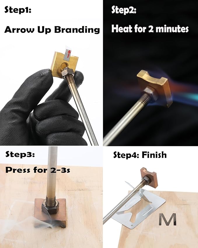 1" 10 Pcs Number Branding Iron for Wood, Hats, Leather, Food - for Woodworking, BBQ, Steak, Personalized Gifts - with Wooden Box & 2 Handles (1" Number 0-9)