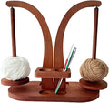 Magnetic Wooden Yarn Holder for Crocheting & Knitting – Smooth Rotating Yarn Spinner with Double Spindles, Tangle-Free Thread Dispenser, Ideal Gift for Knitters & Weavers (Brown)
