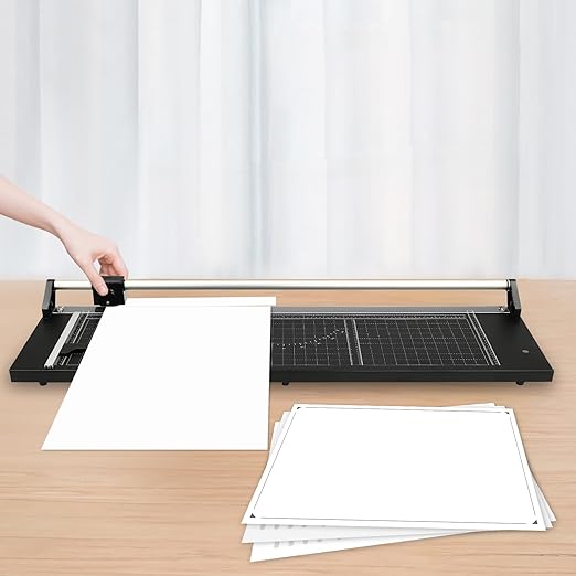 Paper Cutter, Rotary Papers Trimmer, Portable Slicer Scrapbooking Tool with Positioning Ruler & Spare Blades for A4，Craft Paper, Coupon, Label and Cardstock