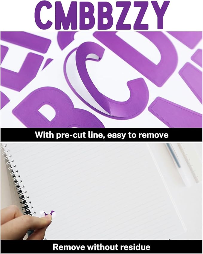 1 1/2 Inch Letter Stickers, 544 Pieces Alphabet Number Symbol Stickers for Scrapbooking, Sign, Water Bottle, Self-Adhesive Vinyl Letter Sticker Decals for Arts&Crafts - 8 Sheets Purple