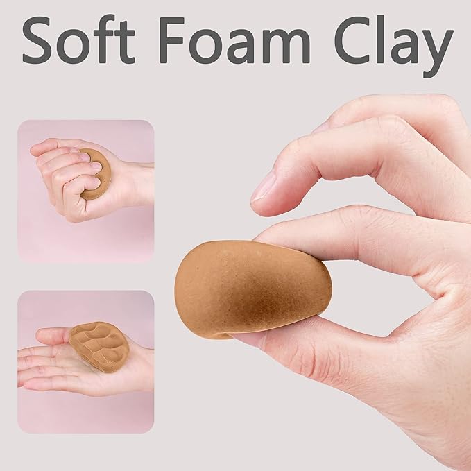 Cutedeer Brown Air Dry Clay, 1.1lb Foam Modeling Clay, Soft Squishy Molding for Kids Adults, Arts & Crafts Project Slime Supplies(1.1lb - 1 Pack, Brown)