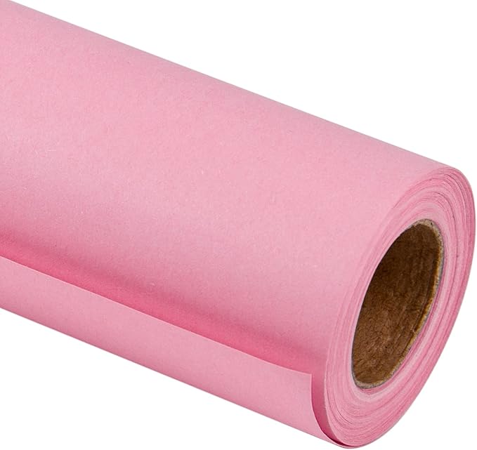 RUSPEPA Pink Kraft Paper Roll - 18 inches x 100 feet - Recyclable Paper Perfect for for Easter Crafts, Art, Wrapping, Packing, Postal, Shipping, Dunnage & Parcel