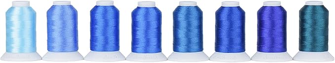 Simthread Blue Embroidery Thread – 8 Shades Compatible with Brother Colors, 550 Yards Each, 40WT Polyester, for Brother, Babylock, Janome, Singer & Other Machines