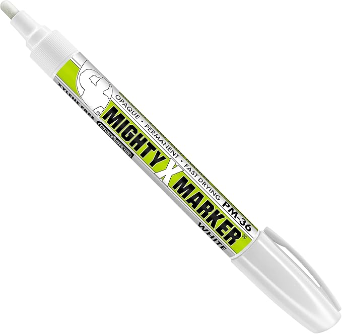 PM-36 Paint Marker, 2.3mm Bullet Tip, Permanent & Waterproof, DIY Crafts, Drawing, Glass, Ceramic, Stone, 6 Bonus Reversible Tips, Made in USA, White 6 Pack