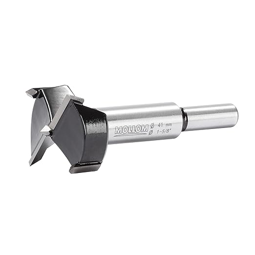 Mollom 1-5/8" (41mm) Forstner Drill Bit for Precise Woodworking with Durable YG8 Carbide Thickness of 2.0mm,This Hinge Cutter Tool is Ideal for Hard Wood, Plastic, Plywood