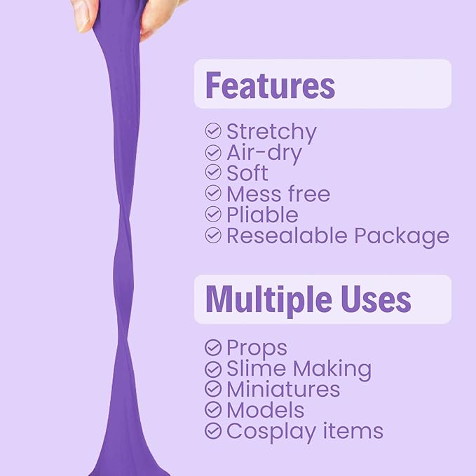BOHS Violet Modeling Foam Clay - 1.1 Lbs, Squishy,Soft, Air Dry -for Flower Mirror,Cosplay,Fake Bake, Slime Supplies-500g